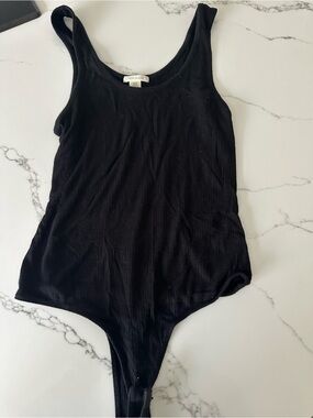 Bozzolo Black Ribbed One-Piece Bodysuit